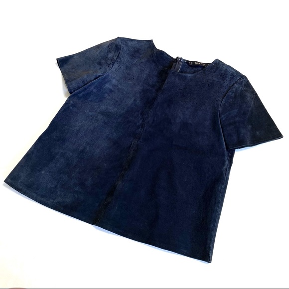Zara Navy Leather Top - Picture 10 of 10